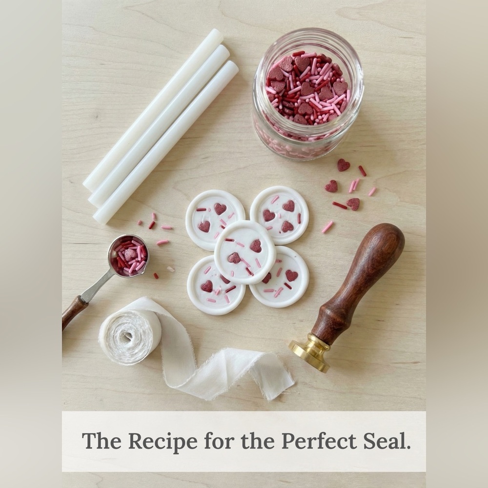 Royal Icing Sprinkle Wax Seals Peel & Stick Faux Icing Valentine Wedding Invite - Picture 10 of 16